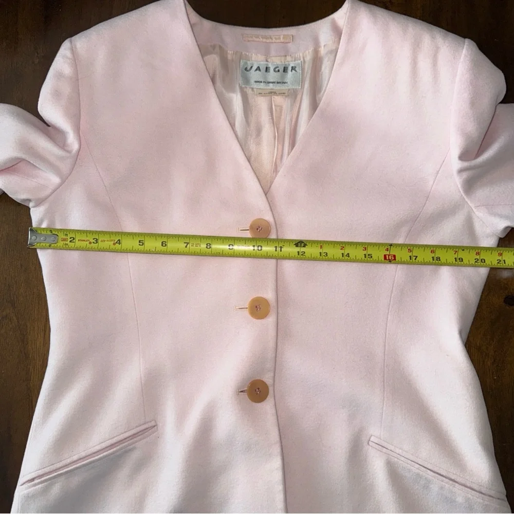 Jaegar Wool Silk Blend Pink 2 pc Skirt Suit Womens 10 Vintage British Luxury - Picture 10 of 16